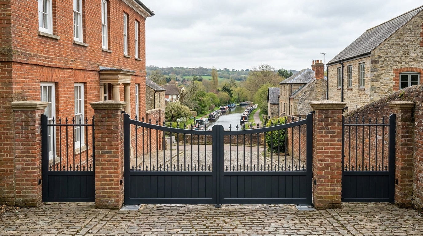 Automatic driveway gates at a Berkhamsted family home