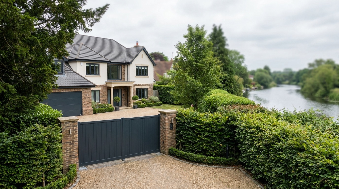 Executive swing gates at a modern Broxbourne home