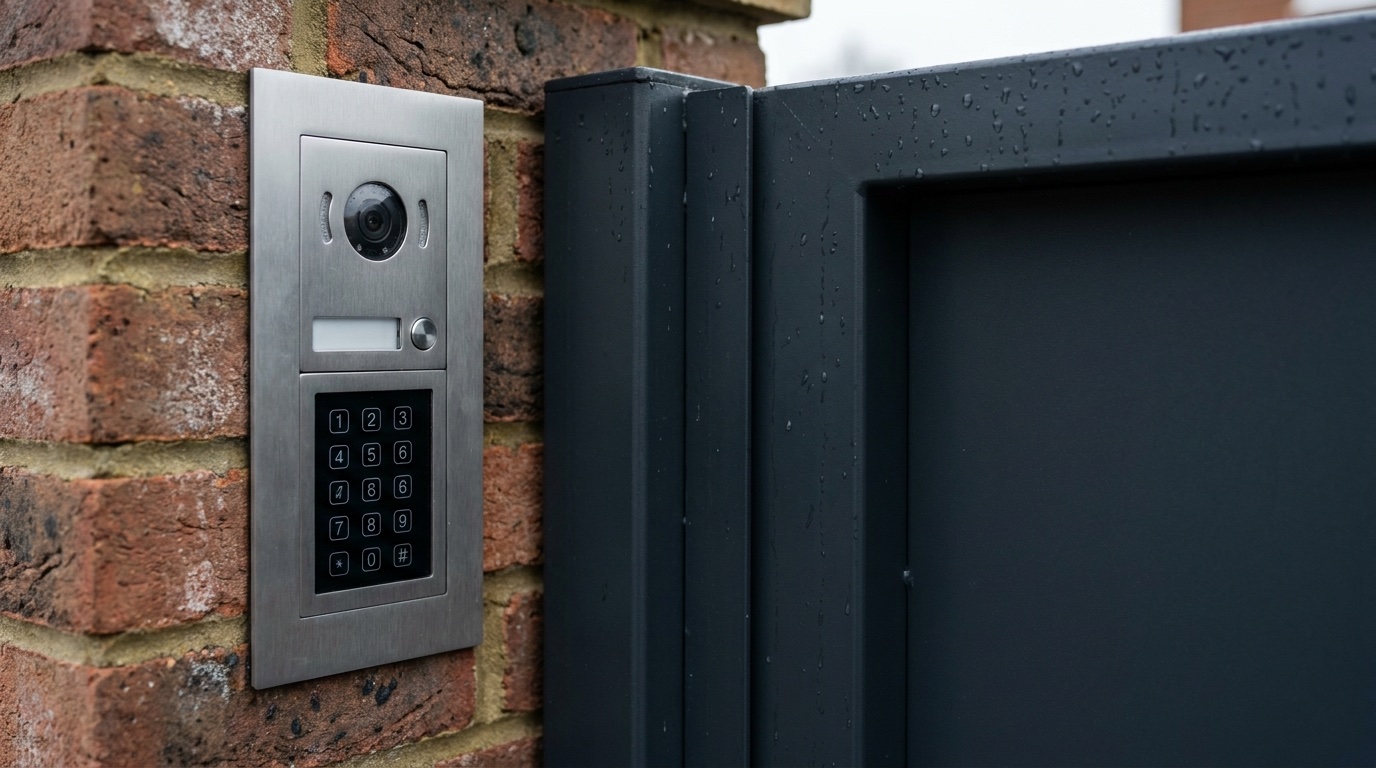 Detail of video intercom and gate access panel