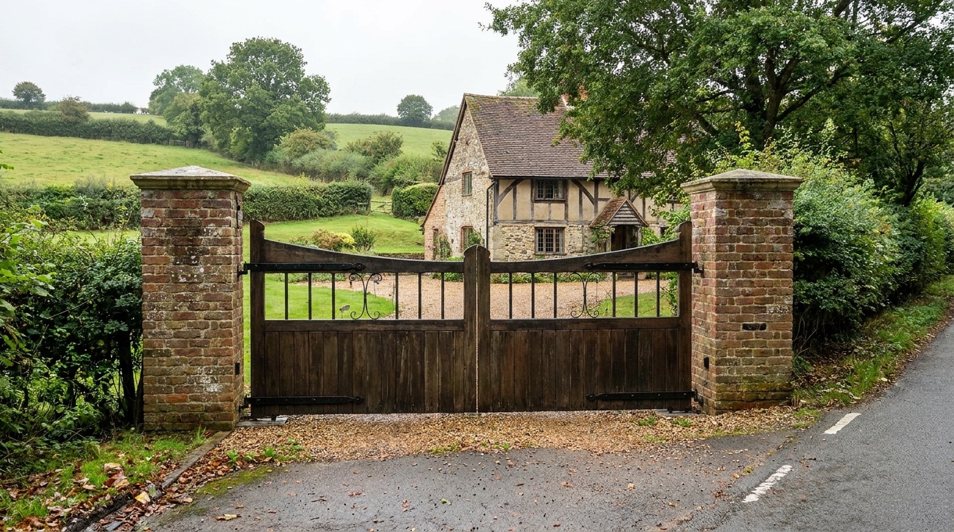 Period entrance gates at a Ware character property