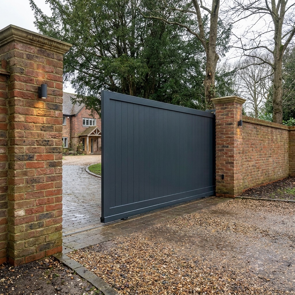 Sliding gate system at a Hertfordshire property